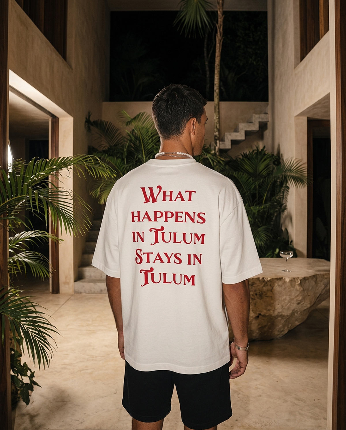 What Happens In Tulum oversized tee in White — editorial — editorial 2