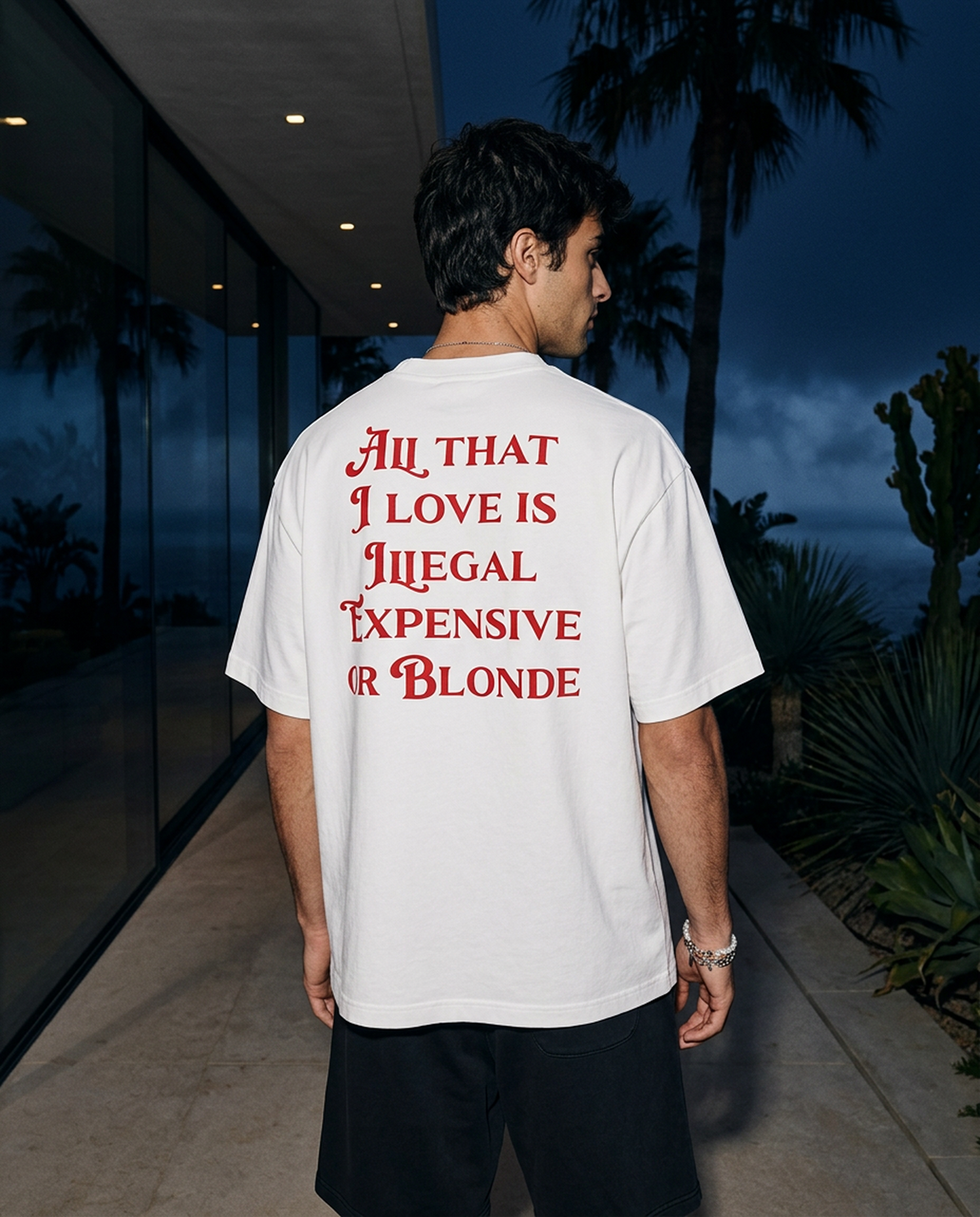 All That I Love Is Blonde oversized tee in White — editorial — editorial 1