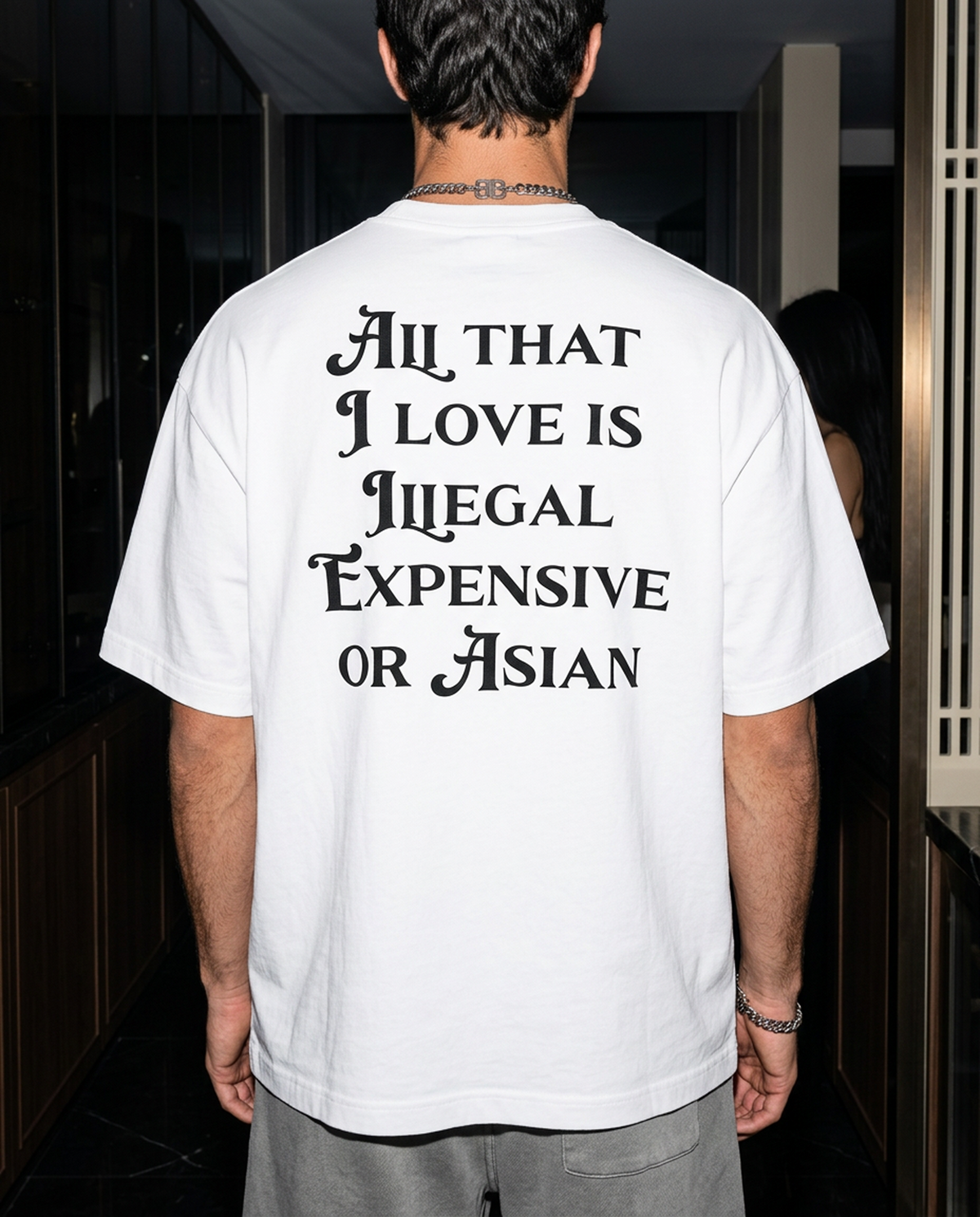 All That I Love Is Asian oversized tee in White — lifestyle