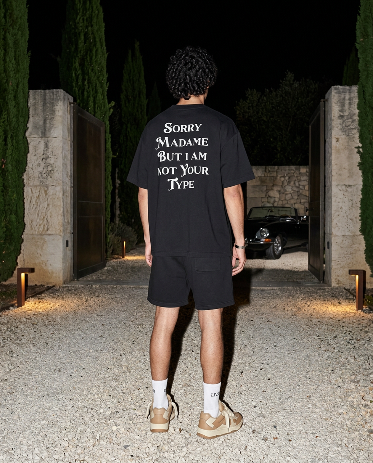 Sorry Madame oversized tee in Black — editorial