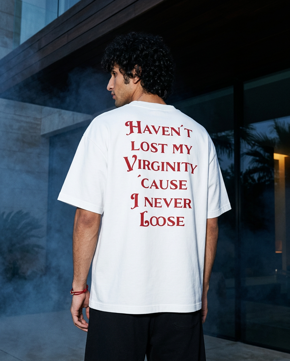 I Never Loose oversized tee in White — lifestyle — editorial 1
