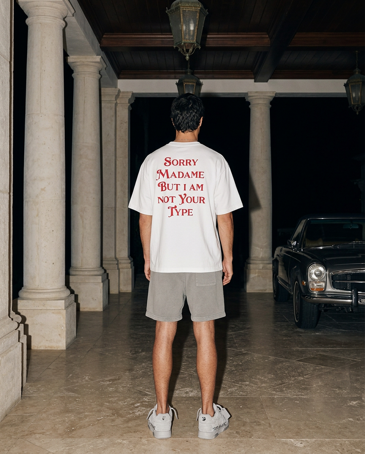 Sorry Madame oversized tee in White — editorial