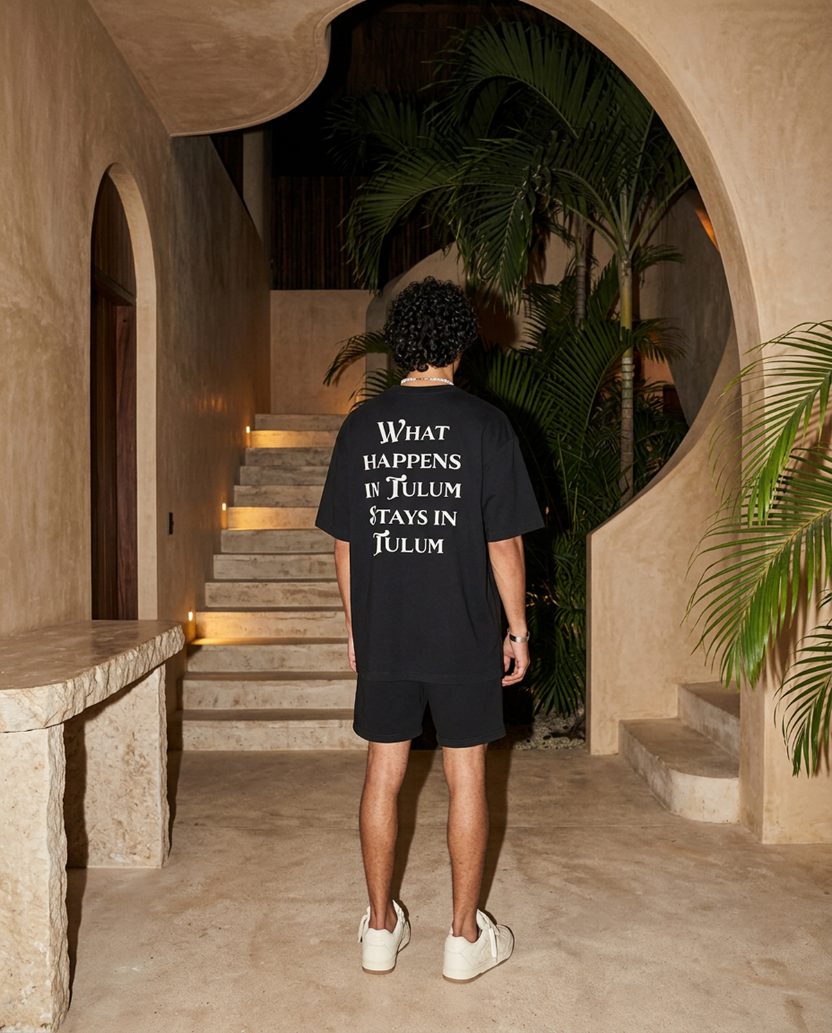 What Happens In Tulum oversized tee in Black — editorial