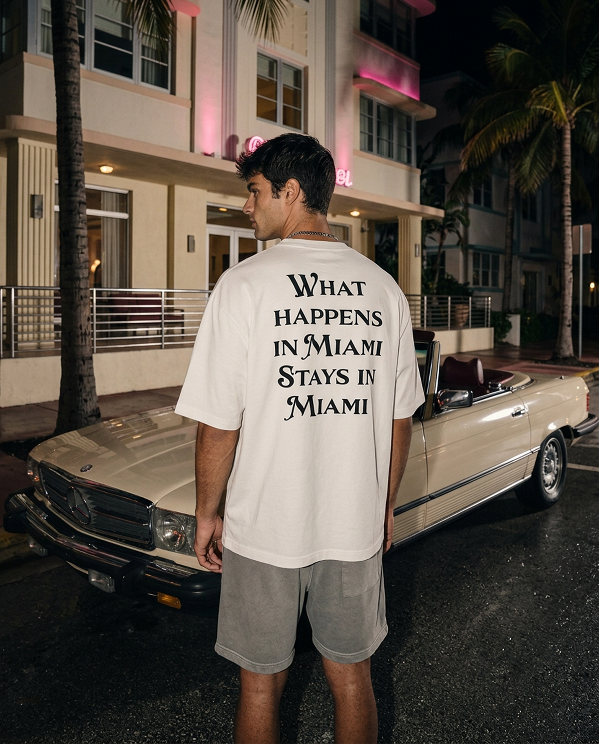 What Happens In Miami oversized tee in Black — editorial — editorial 2