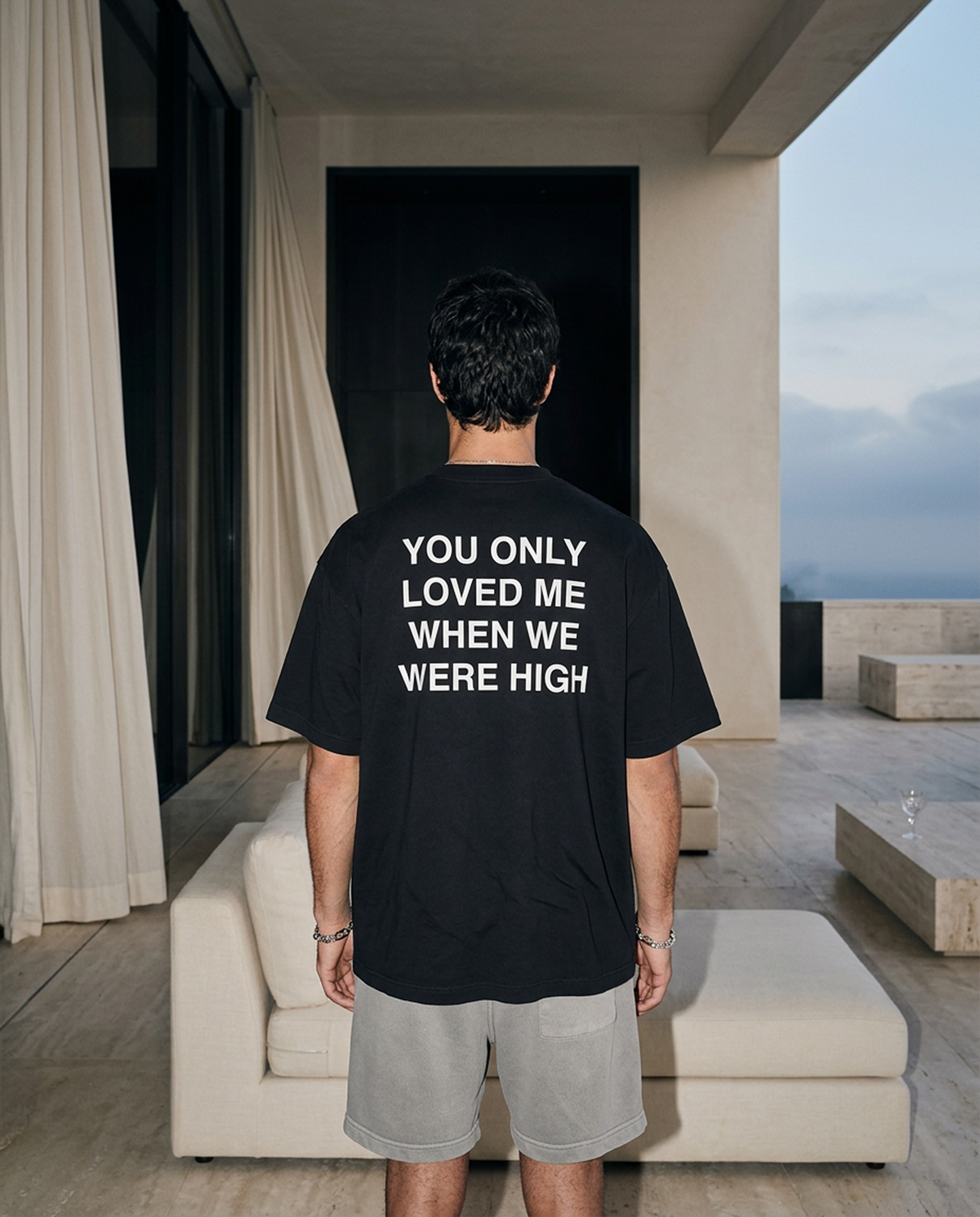 Only When We Were High oversized tee in Black — editorial