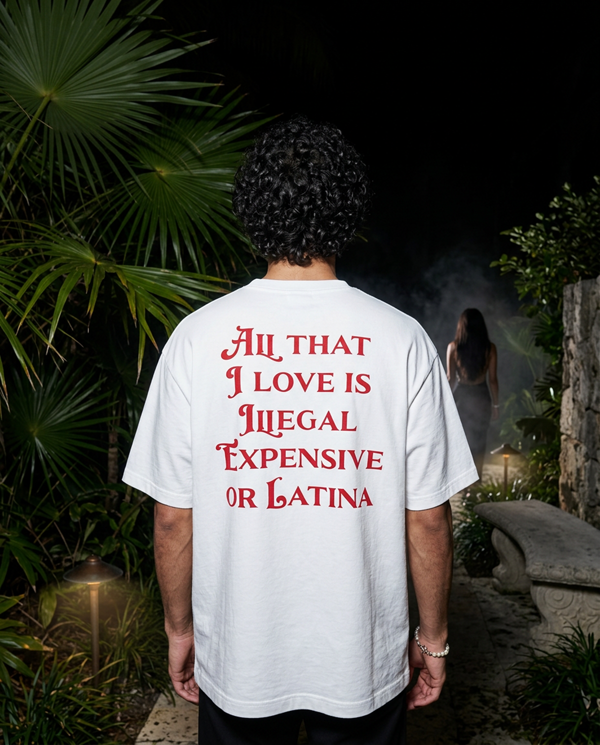 All That I Love Is Latina oversized tee in White — editorial