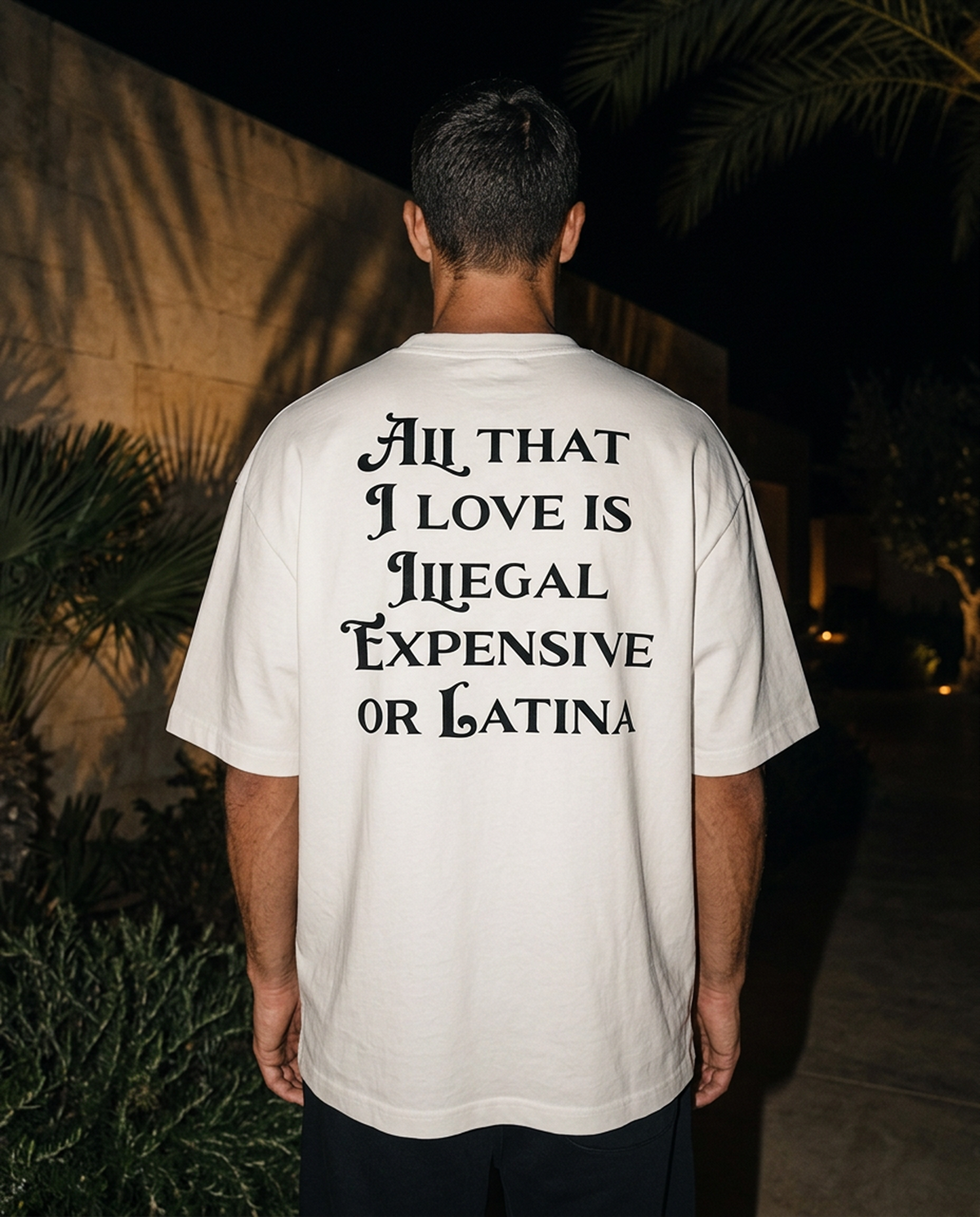 All That I Love Is Latina oversized tee in White — lifestyle