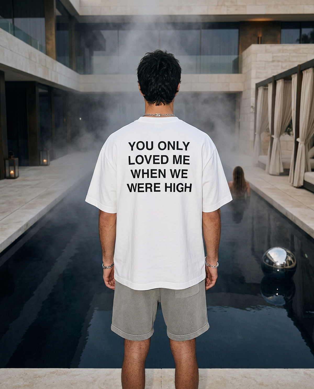 Only When We Were High oversized tee in White — editorial — editorial 2