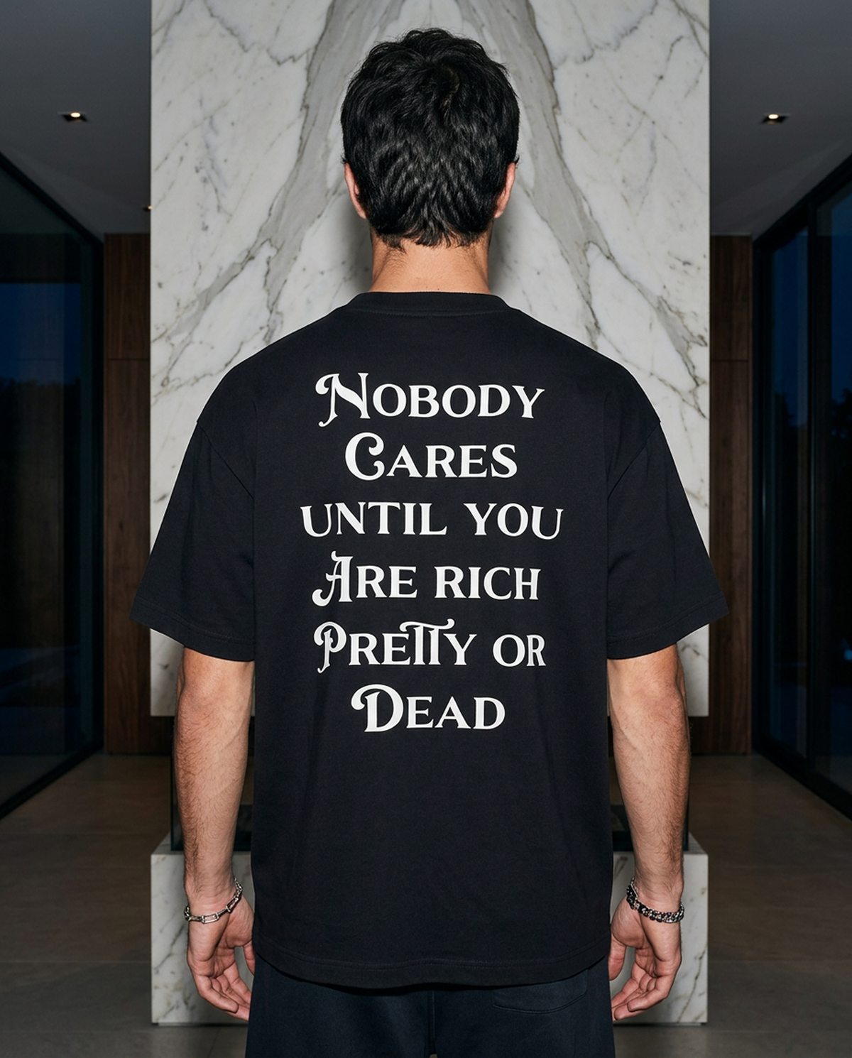 Nobody Cares Until oversized tee in Black — lifestyle