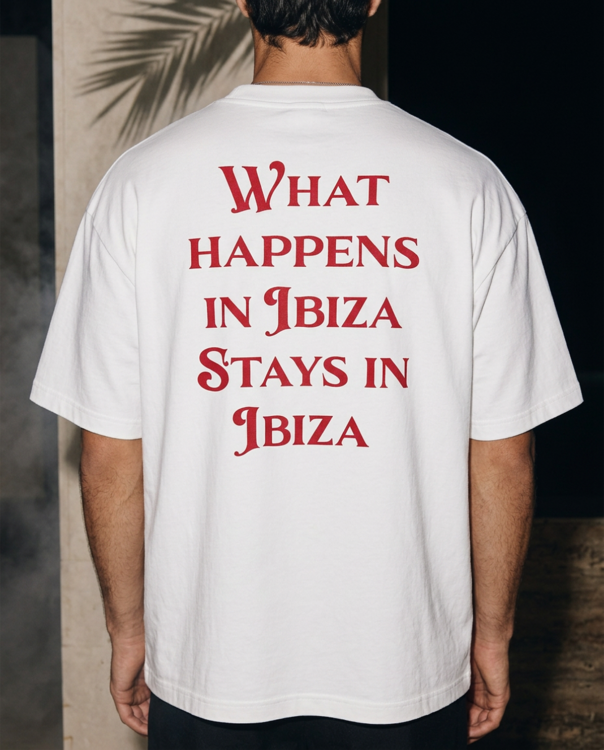 What Happens In Ibiza oversized tee in White — lifestyle