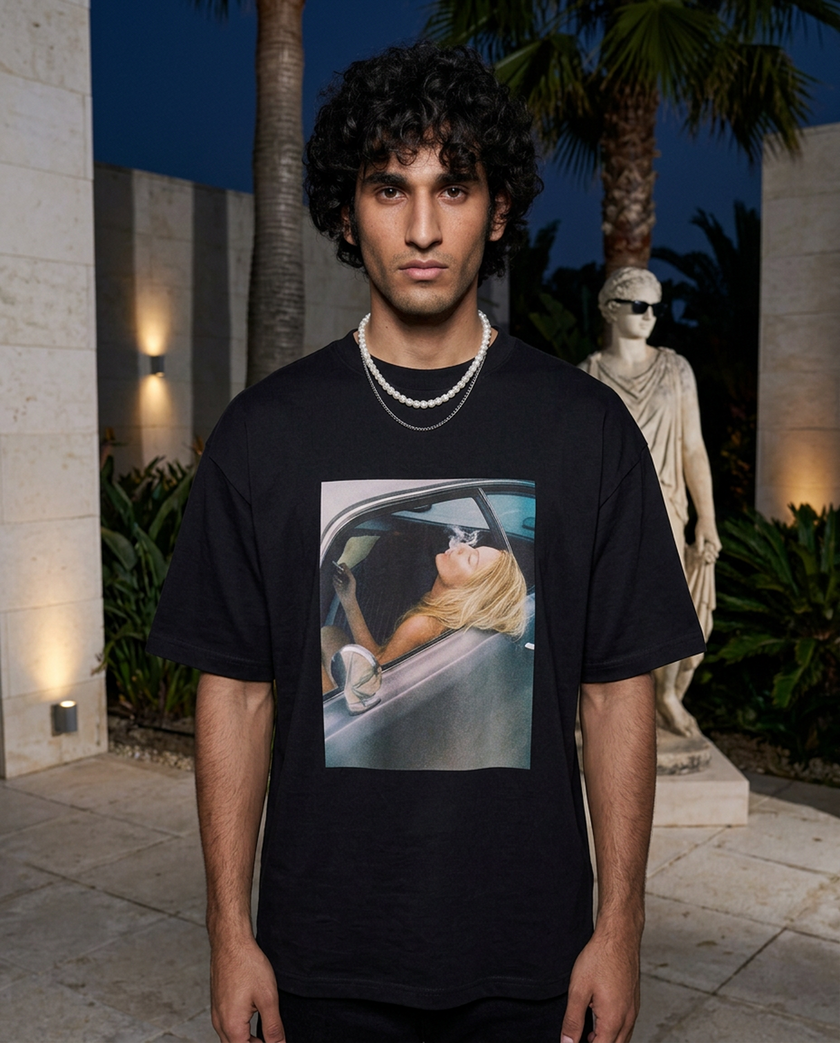 Passenger Princess oversized tee in Black — lifestyle worn by model