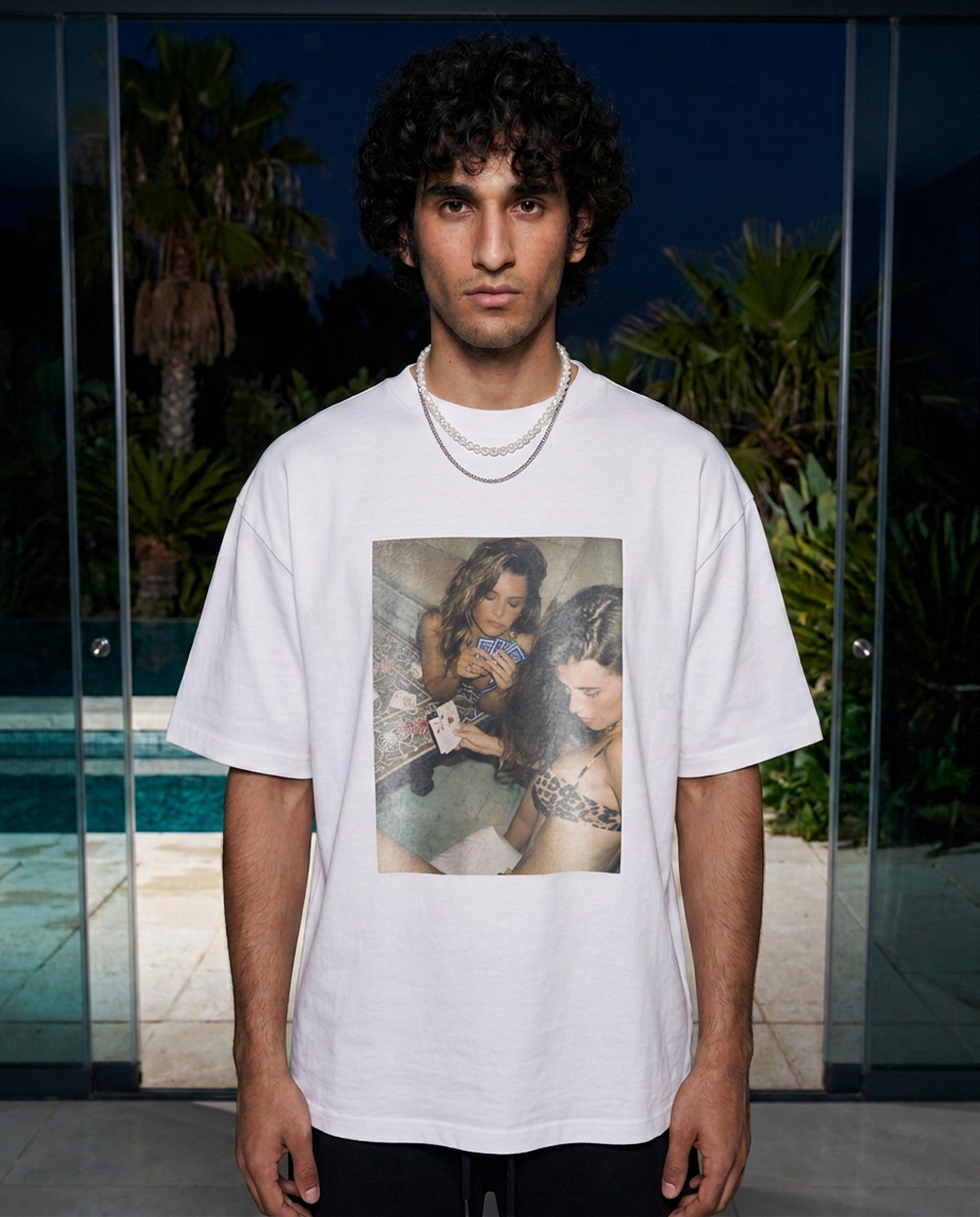 Naughty Card Games oversized tee in White — lifestyle — lifestyle 1