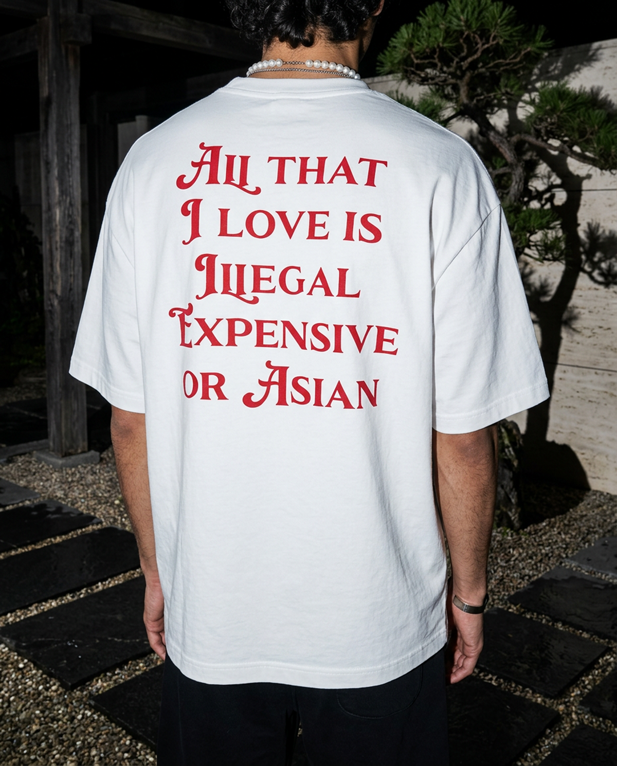All That I Love Is Asian oversized tee in White — lifestyle — lifestyle 1